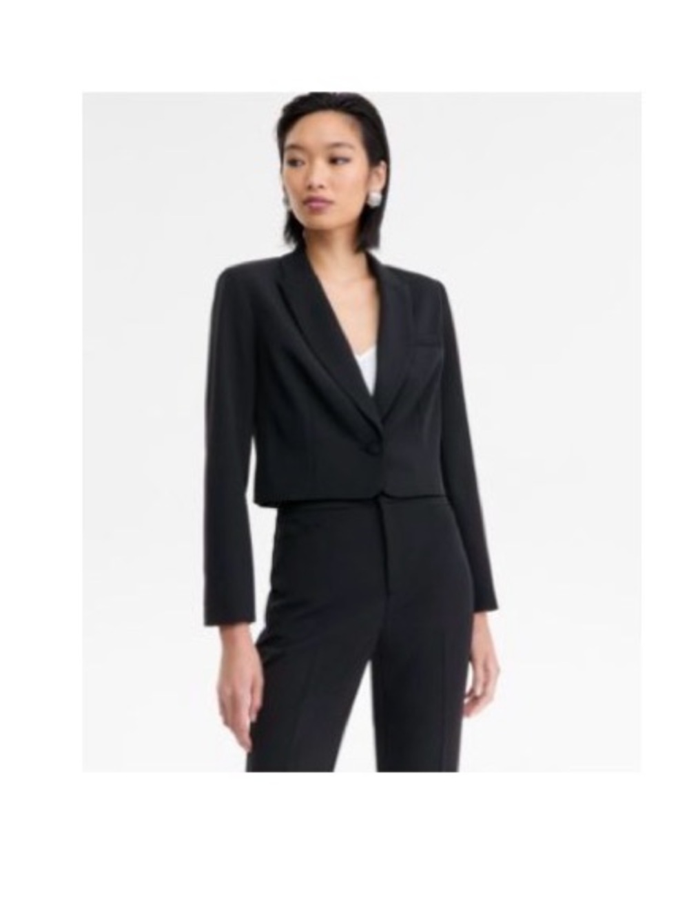 INC Peak Lapel Cropped Blazer